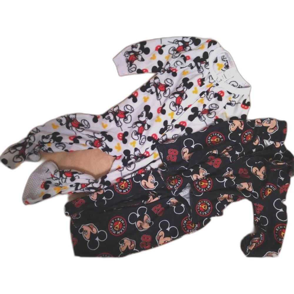 Disney Mickey Mouse Kids One Piece Two Piece Pajamas - Black and White